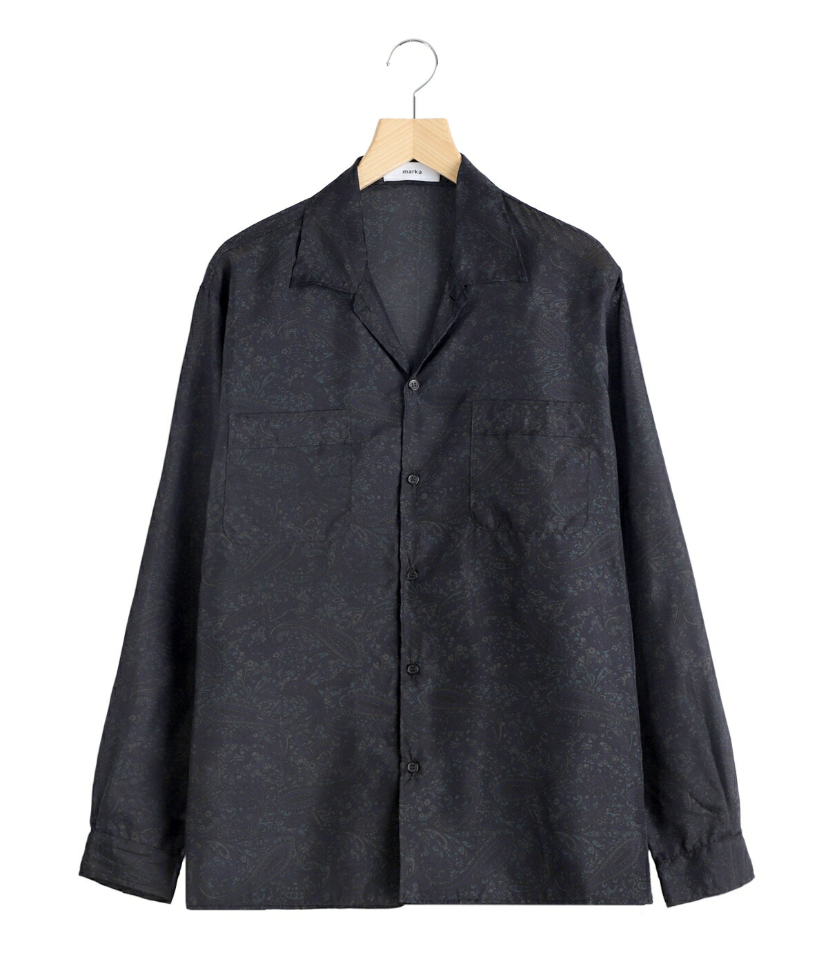 marka / マーカ ： SILK OPEN COLLAR L/S SHIRT -HABUTAE SILK- / 全2色 ： M26A21SH01Cの画像