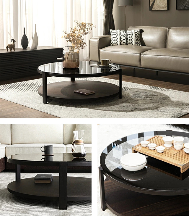 センターテーブル ガラステーブル OCTO 木製 収納 デザイナーズ 円型