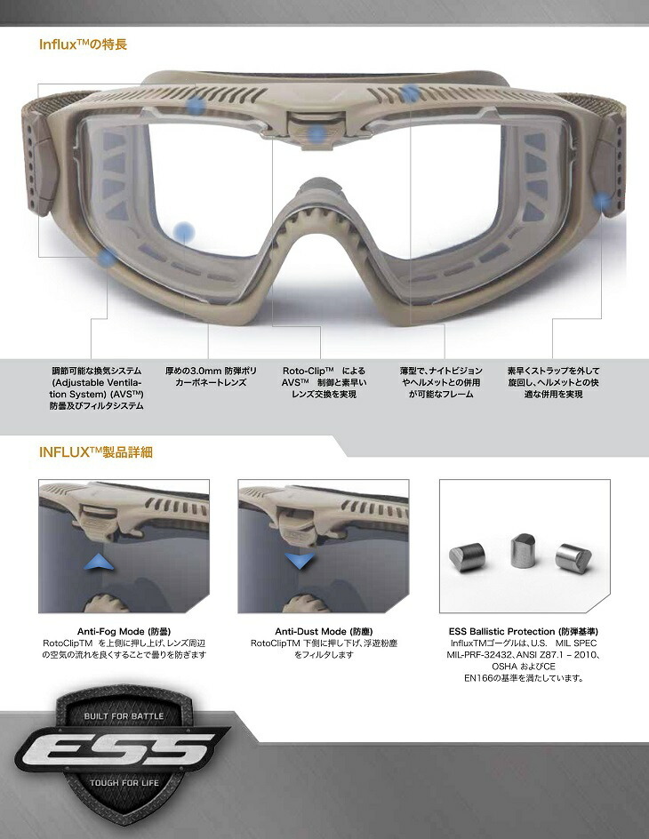 国内外の人気が集結国内外の人気が集結ESS タクティカル INFLUX AVS
