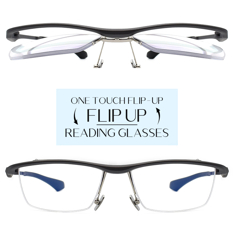 跳ね上げ式メガネ　老眼鏡　2.0　チタン　フリップアップ 跳ね上げ式 ブルーライトカット 老眼鏡】フリップアップ リーディング