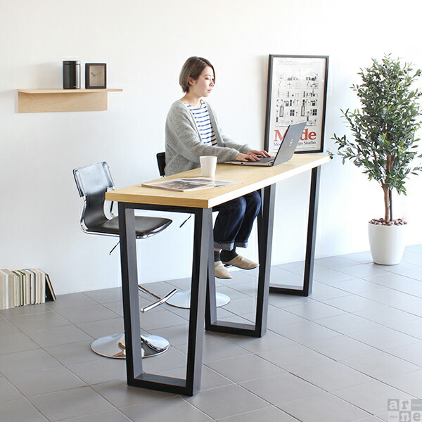 ジモティー限定価格！⭐ R056 日本製 北欧 カウンターテーブル Glande 高さ90cm ロング ハイテーブル 作業テーブル バーテーブル Used・美品 arne（アーネ） カウンターテーブル 200 長机 バーテーブル ハイ