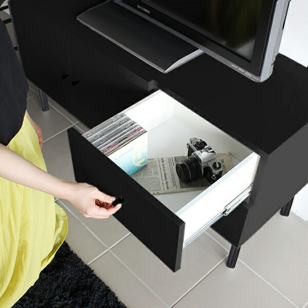 arne（アーネ） テレビ台 ローボード テレビボード 120 黒 鏡面 完成品