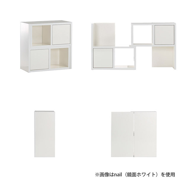 本棚 ディスプレイラック 完成品 扉付き 飾り棚 ミニ オープンラック 2段 ラック サイドボード グレー 棚 カラーボックス ☆_3