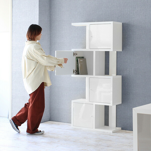 arne（アーネ） ディスプレイラック 本棚 扉付き ホワイト 完成品