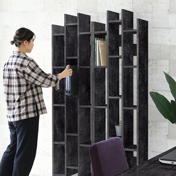 arne（アーネ） ディスプレイラック 縦長 飾り棚 完成品 黒 オープン