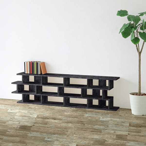 arne（アーネ） ディスプレイラック 縦長 飾り棚 完成品 黒 オープン