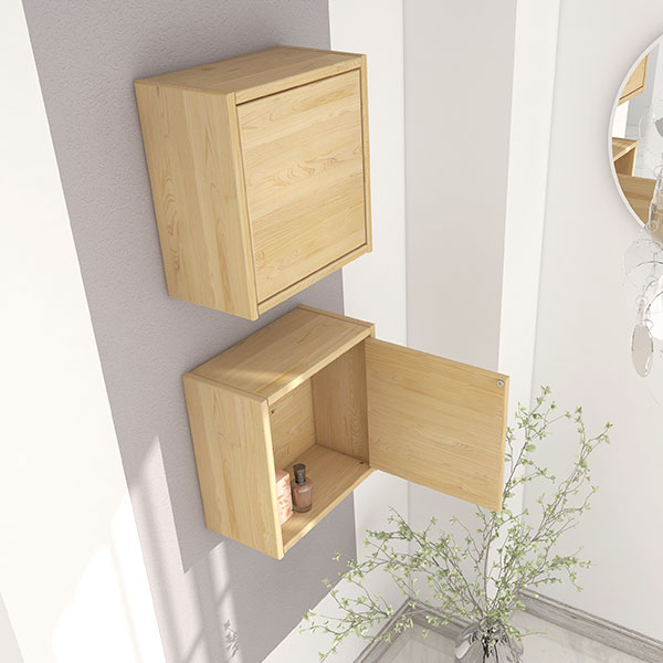 壁掛けラック ウォールキャビネット 扉付き ウォールボックス 正方形