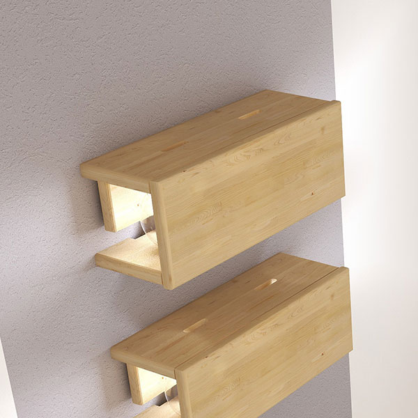 壁掛け棚 壁につける棚 充電ステーション 天然木 寝室 間接照明