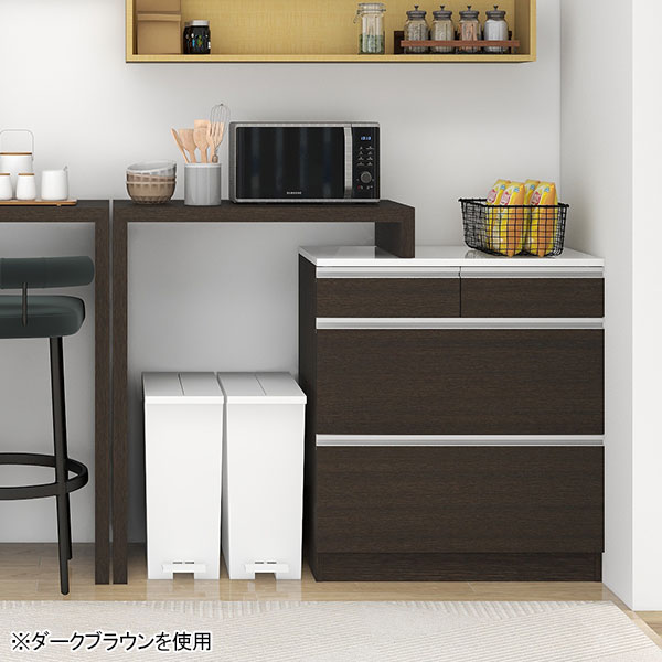 モダンキッチンカウンター ホワイト/ダークブラウン　レンジ台 キッチンカウンター カウンターテーブル 間仕切り 大型レンジ対応