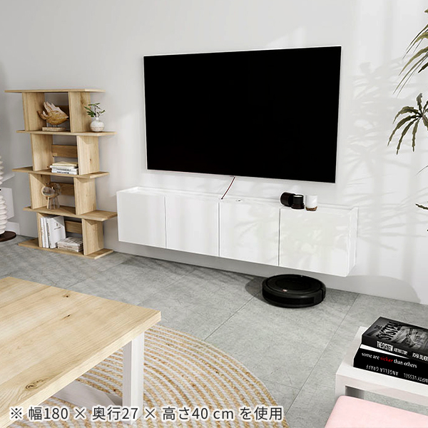 ホワイト テレビ台 オープンシェルフ 工具不要 テレビ台 キャスター付き 幅80cm オープンラック 木目調 収納