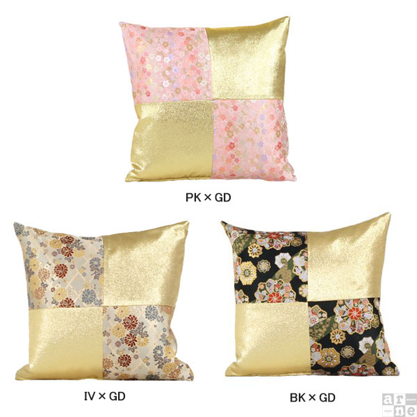 高級感があるゴールド 花柄 座布団５枚 arne（アーネ） クッション 45×45 和 豪華 西陣織 金襴 和柄 和風 花柄