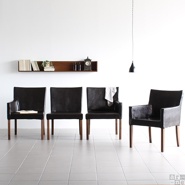 arne ダイニングチェア レザー 肘付き 黒 白 合皮 ソファ 一人掛け 1人  