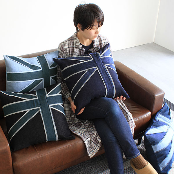 クッションカバー interior cushion union jack 45Fカバーのみ デニム 