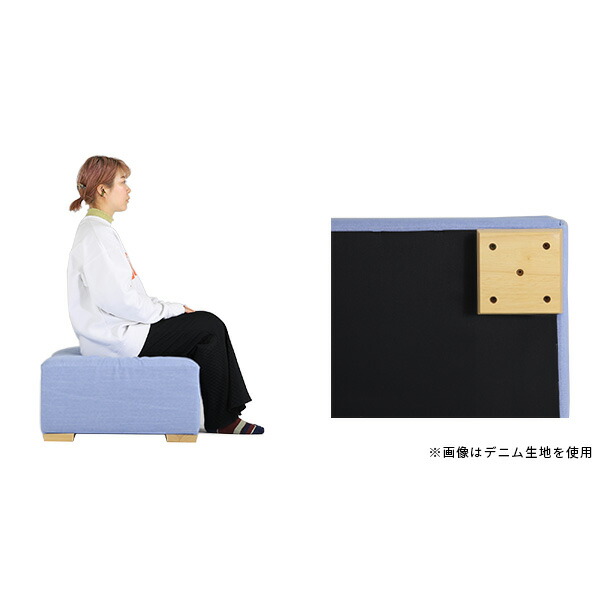 オットマン ソファ ロースツール ベンチソファー ベロア 背もたれなし ソファー 一人用 肘掛けなし 黒 ブラック ラウンジ □_4