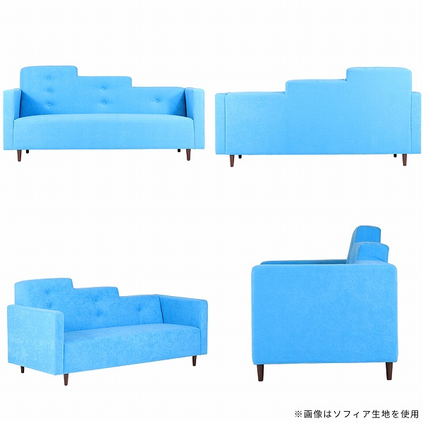 木製 デニム生地 2人掛けソファ デニムソファ、ブルーソファ、2人用ソファ、3人用ソファ、オシャレソファ、ソファー アイアン 91188 ブルー 幅138cm 肘掛け 1人掛けソファ