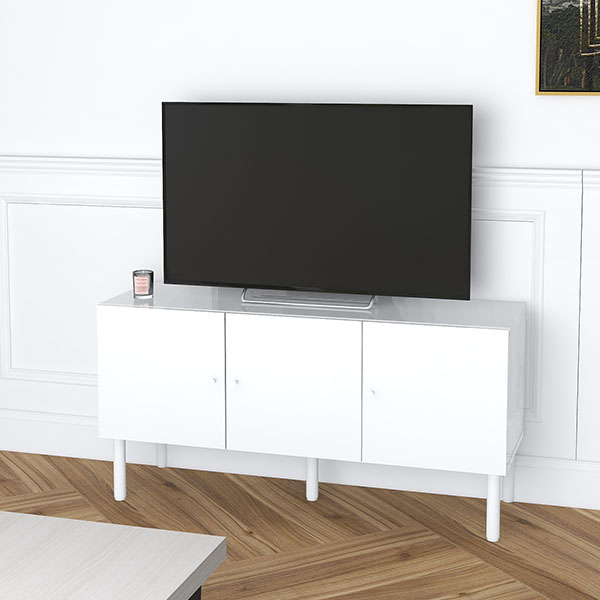 arne（アーネ） テレビボード ホワイト 鏡面 120 白 ゲーム機収納