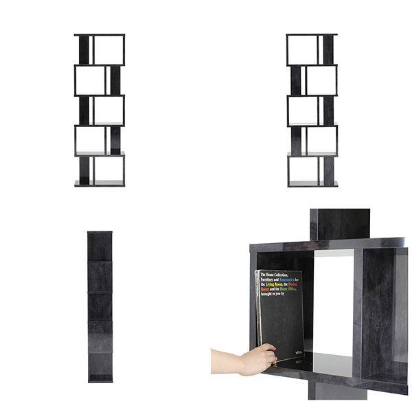 arne（アーネ） オープンラック スリム 5段 黒 ディスプレイラック