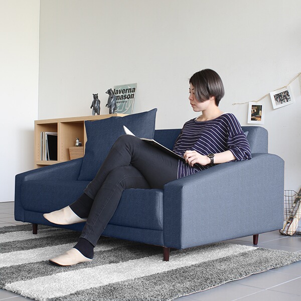 ローソファ二人掛けデニムブルー