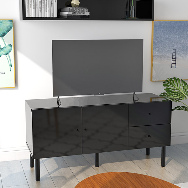 arne（アーネ） テレビ台 ローボード テレビボード 120 黒 鏡面 完成品