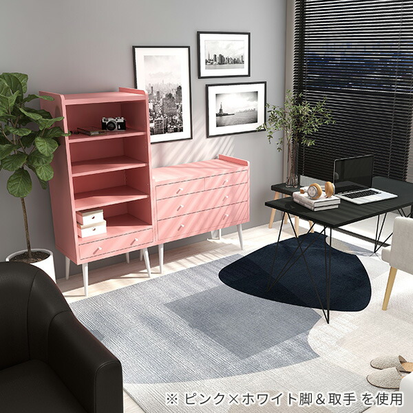 チェスト たんす 90 北欧 おしゃれ 収納 引き出し 脚付き 完成品 サイドボード 可愛い ピンク ブルー リビングボード 3段 リビングチェスト ☆_11
