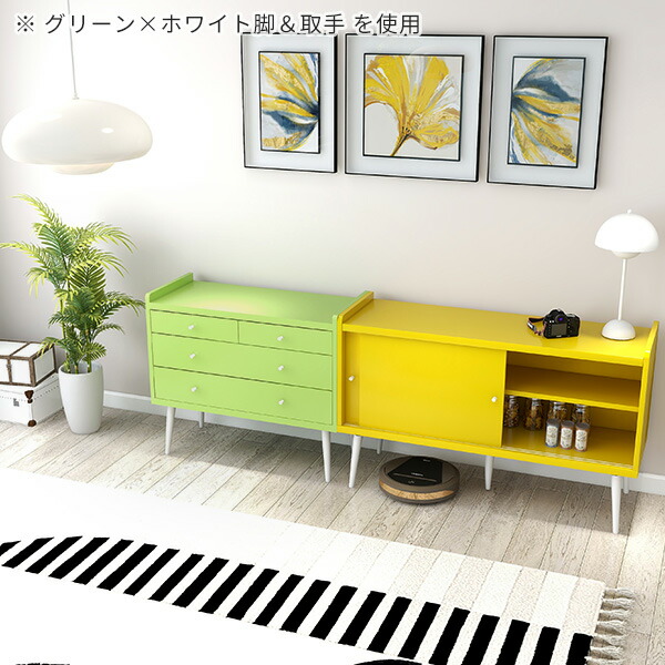 チェスト たんす 90 北欧 おしゃれ 収納 引き出し 脚付き 完成品 サイドボード 可愛い ピンク ブルー リビングボード 3段 リビングチェスト ☆_7