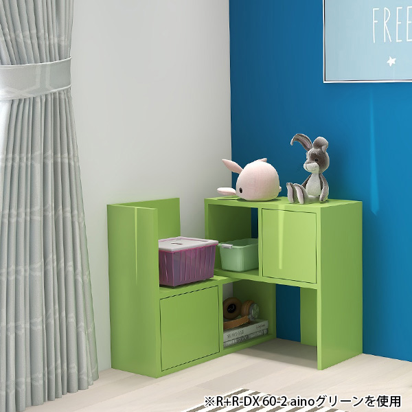リビング収納 おしゃれ ディスプレイラック 扉付き オープンラック 扉付き収納 ピンク オレンジ イエロー グリーン ブルー グレー ☆_5