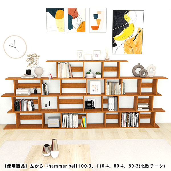 オープンシェルフ 3段 木製 白 パーテーショ...の詳細画像5