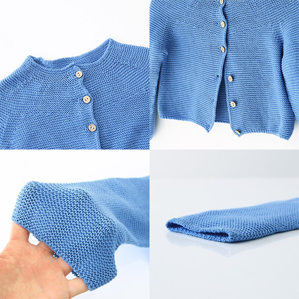 カーディガン こども 羽織り アウター コットン 綿 日本製 無縫製 ニットカーディガン moc モック Garter knitting ⊇｜arne｜04