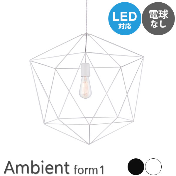 ペンダントライト 照明 1灯 電球なし 天井照明 吊下げ 吊り照明 LED対応 Ambient form1 ブラック ホワイト 幾何学的 フレーム インテリア オーナメント_1