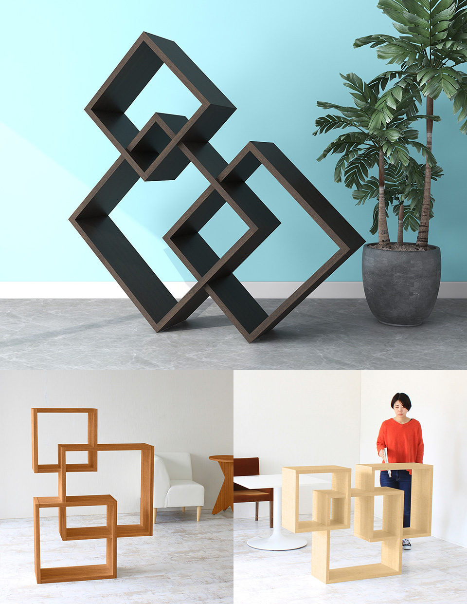 arne（アーネ） ディスプレイラック ナチュラル ホワイト 飾り棚