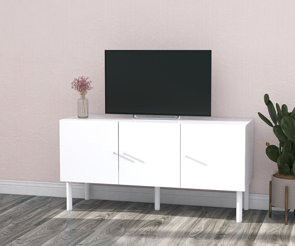 arne テレビボード ホワイト 鏡面 120 白 ゲーム機収納 テレビ台