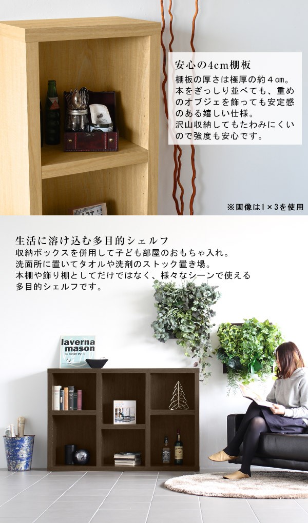 arne（アーネ） 本棚 横長 a4 奥行30cm カラーボックス ラック 2段