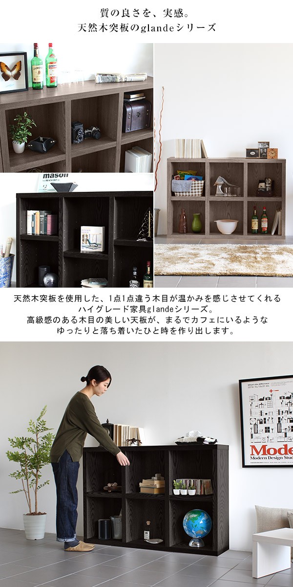 arne（アーネ） リビング収納 ディスプレイラック 本棚 横長 完成品