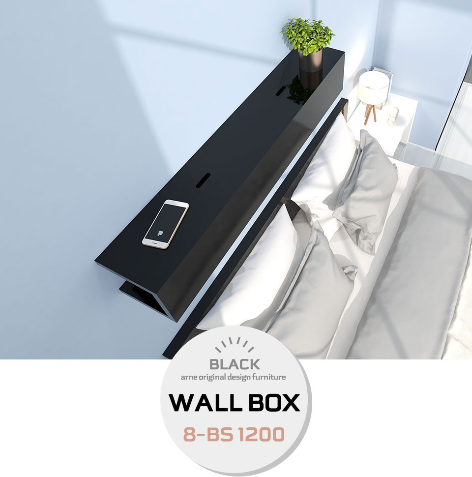 arne（アーネ） ケーブルボックス 黒 ウォールラック 棚 壁掛け 大型