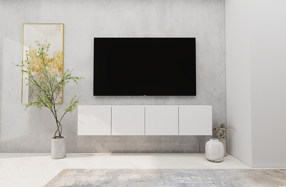 ホワイト テレビ台 オープンシェルフ テレビボード テレビ台 TVボード ウォールシェルフ フロートテレビ