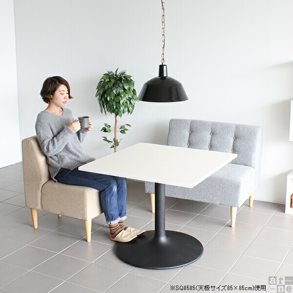 ダイニングテーブル 2人 2人用 小さめ 小さい リビングテーブル カフェテーブル 一人暮らし 四角 白 正方形 1本脚 一本脚 □ | arne | 07