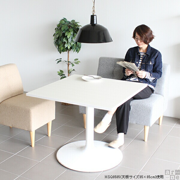 ダイニングテーブル 2人 2人用 小さめ 小さい リビングテーブル カフェテーブル 一人暮らし 四角 白 正方形 1本脚 一本脚 □ | arne | 09