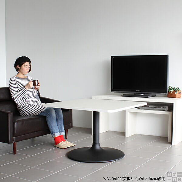 arne（アーネ） カフェテーブル 一人暮らし 四角 白 高さ60cm 机 1本脚