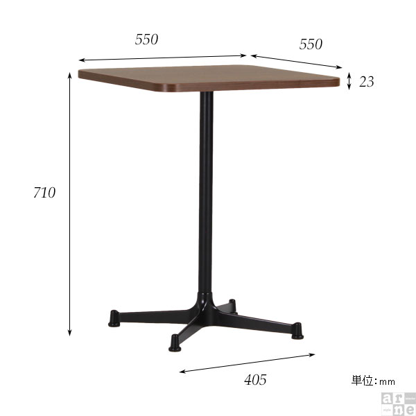 カフェテーブル センターテーブル ダイニングテーブル 正方形 一本脚 木製 cafe-SP01 55TD □｜arne｜03