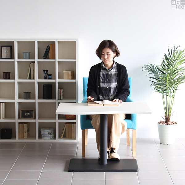 ダイニングテーブル 低め カフェテーブル ブラウン ホワイト 高さ60cm 一人暮らし 1本脚 コーヒーテーブル 北欧 白 木製 □ | arne | 04