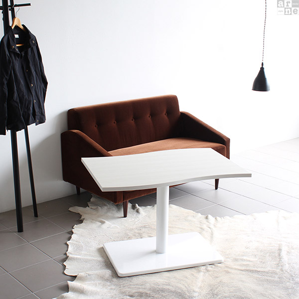 ダイニングテーブル 低め カフェテーブル ブラウン ホワイト 高さ60cm 一人暮らし 1本脚 コーヒーテーブル 北欧 白 木製 □ | arne | 07