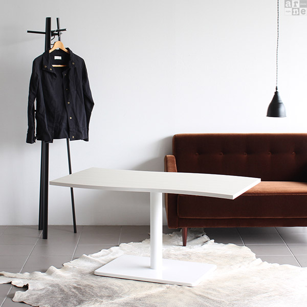 センターテーブル 幅120 リビングテーブル カフェテーブル ブラウン ホワイト 高さ60cm 1本脚 コーヒーテーブル 北欧 白 木製 □ | arne | 06