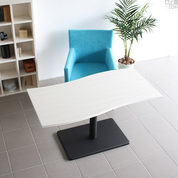 センターテーブル 幅120 リビングテーブル カフェテーブル ブラウン ホワイト 高さ60cm 1本脚 コーヒーテーブル 北欧 白 木製 □ | arne | 07