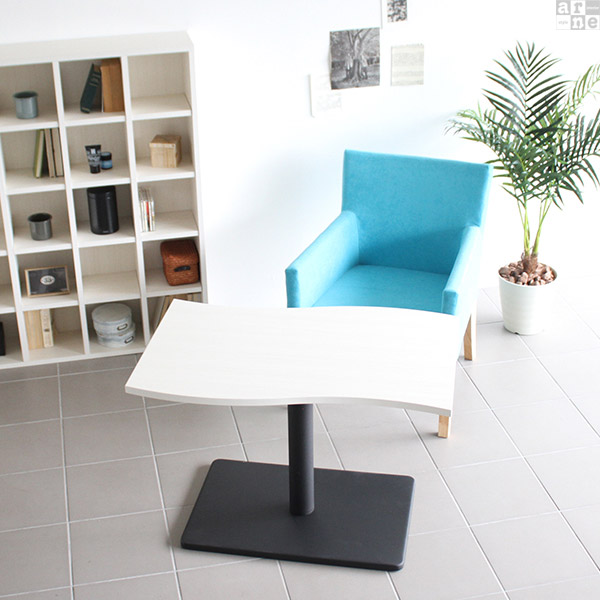 ダイニングテーブル 低め カフェテーブル ブラウン ホワイト 高さ60cm 一人暮らし 1本脚 コーヒーテーブル 北欧 白 木製 □ | arne | 04