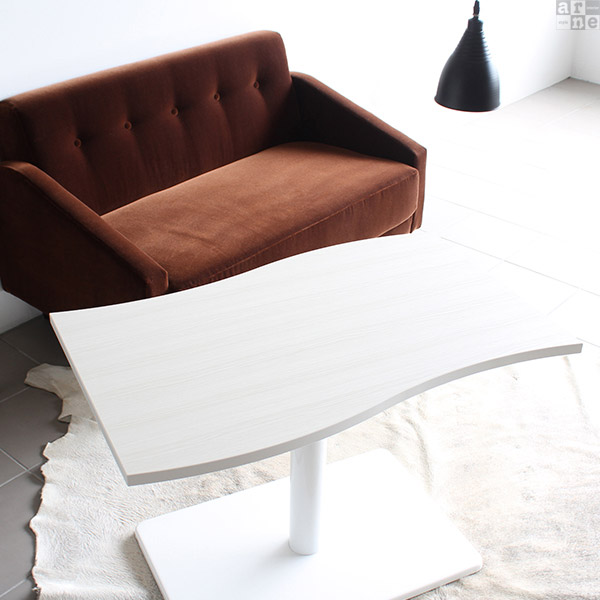ダイニングテーブル 低め カフェテーブル ブラウン ホワイト 高さ60cm 一人暮らし 1本脚 コーヒーテーブル 北欧 白 木製 □ | arne | 07