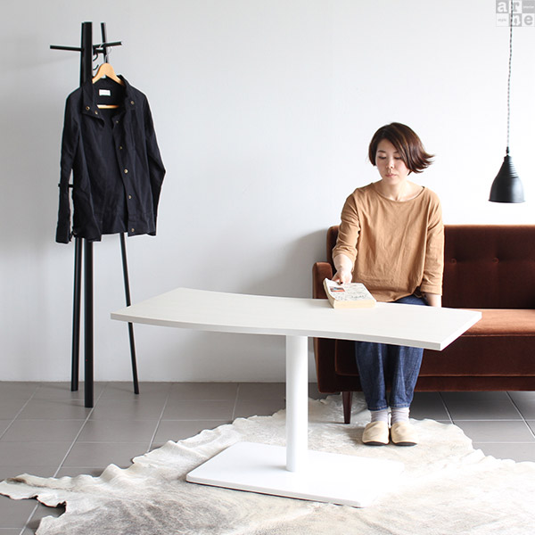 コーヒーテーブル センターテーブル 幅120 リビングテーブル 大きめ カフェテーブル ブラウン ホワイト 高さ60cm 1本脚 北欧 □ | arne | 04