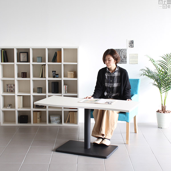 コーヒーテーブル センターテーブル 幅120 リビングテーブル 大きめ カフェテーブル ブラウン ホワイト 高さ60cm 1本脚 北欧 □ | arne | 07