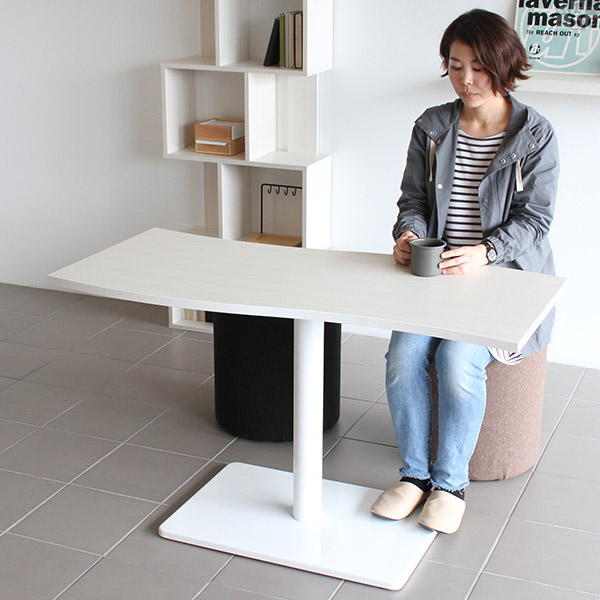 ダイニングテーブル 白 木製 4人 ダイニング テーブル コーヒーテーブル 北欧 横幅120 国産 カフェテーブル 1本脚 カフェ □ | arne | 04