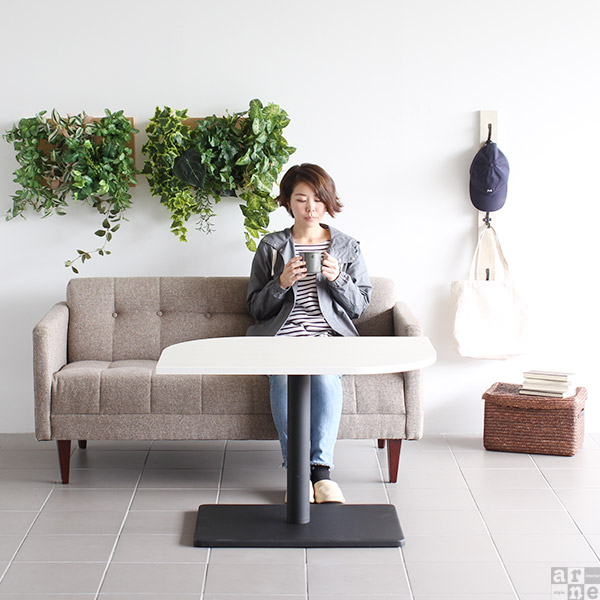リビングテーブル 小さめ カフェテーブル ブラウン 高さ60cm 二人 変形 テーブル 白 一人暮らし センターテーブル 高級感 □ | arne | 05