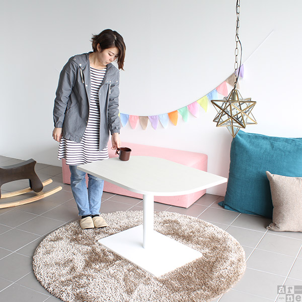 リビングテーブル 小さめ カフェテーブル ブラウン 高さ60cm 二人 変形 テーブル 白 一人暮らし センターテーブル 高級感 □ | arne | 06